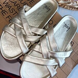 Beek Metallic Crisscross Sandels Size 7